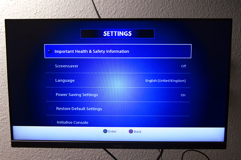 playstation settings screen